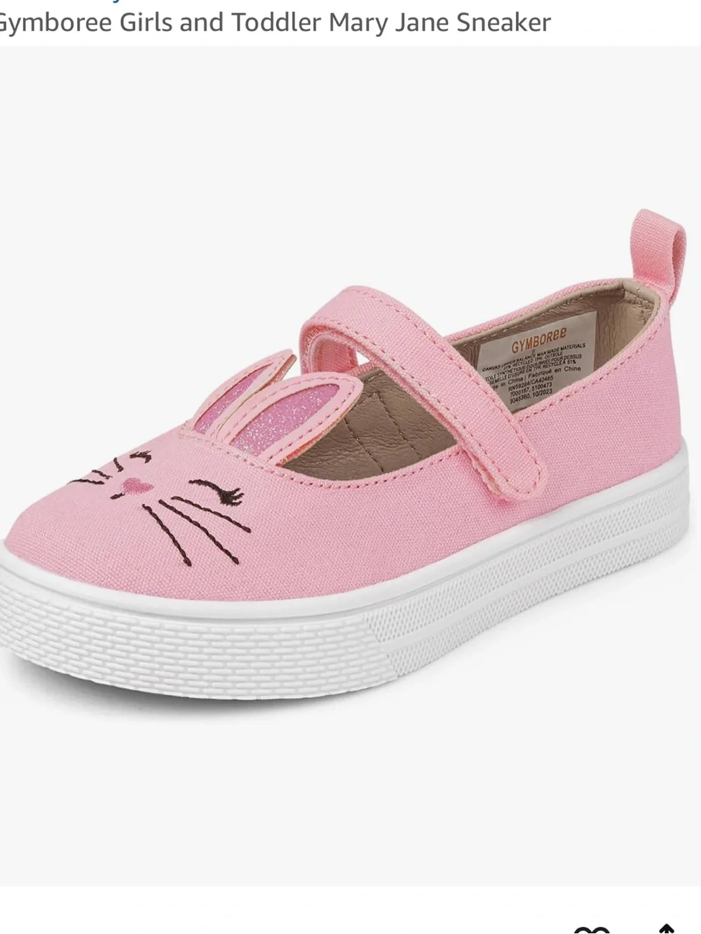 GYMBOREE Pink Bunny Mary Jane Sneakers for Kids,Sz.2!NEW @ ADORABLE